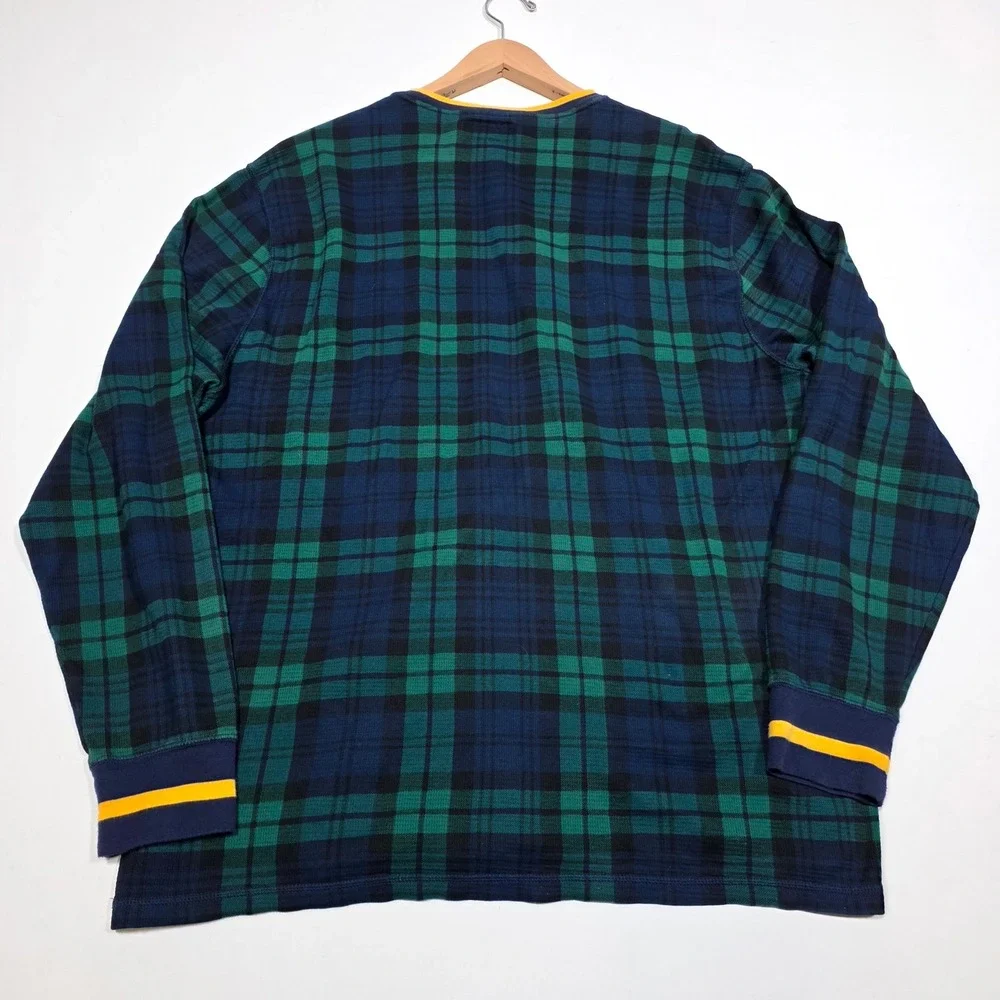 Polo Ralph Lauren Sleepwear Mens 2XL Green Plaid Thermal Long Sleeve Crest Logo
